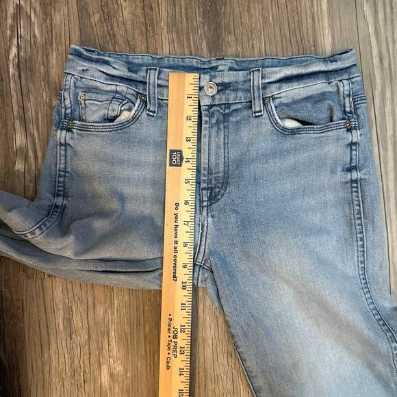 7FAM‎ Ankle Straight Jeans Womens Size 27 Distressed Fringe Hem - Picture 5 of 8